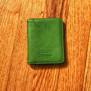 Coach card holder (green leather)
